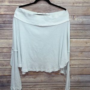 NWT Free People Womens M Close To You Oversized Waffle Knit Top Grey Medium